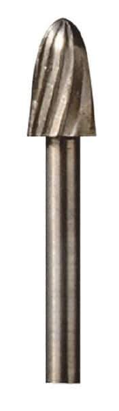 Dremel - 1/4" Cut Diam, 1/8" Shank Diam, Tree with Radius Head Single Cut Burr - High Speed Steel, Radius End - Apex Tool & Supply