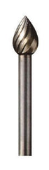 Dremel - 1/4" Cut Diam, 1/8" Shank Diam, Teardrop Head Single Cut Burr - High Speed Steel, Point End - Apex Tool & Supply