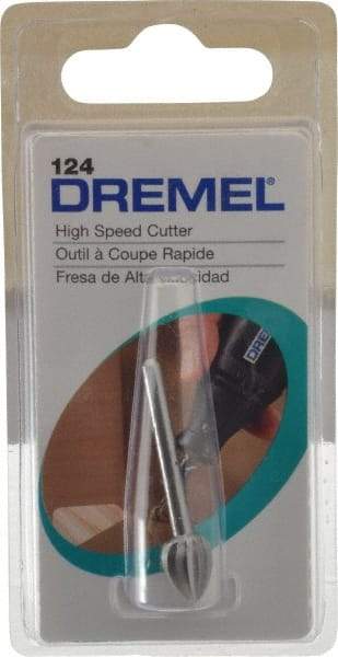 Dremel - 5/16" Cut Diam, 1/8" Shank Diam, Teardrop Head Single Cut Burr - High Speed Steel, Point End - Apex Tool & Supply