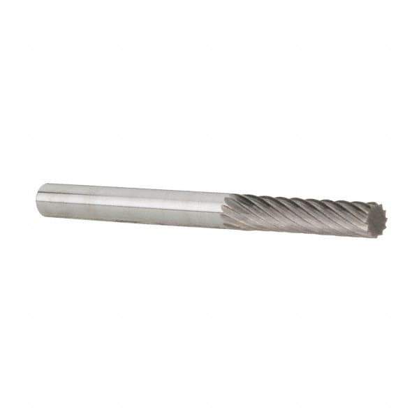 Dremel - 1/8" Cut Diam, 1/8" Shank Diam, Cylinder Head Double Cut Burr - Carbide, Flat End, 9/32" LOC - Apex Tool & Supply