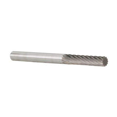 Dremel - 1/8" Cut Diam, 1/8" Shank Diam, Cylinder Head Double Cut Burr - Carbide, Flat End, 9/32" LOC - Apex Tool & Supply