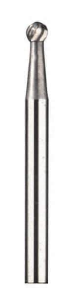 Dremel - 1/8" Cut Diam, 1/8" Shank Diam, Ball Head Double Cut Burr - Carbide, Radius End, 1/8" LOC - Apex Tool & Supply