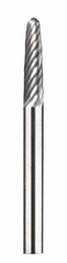 Dremel - 1/8" Cut Diam, 1/8" Shank Diam, Tree with Radius Head Double Cut Burr - Carbide, Radius End, 35/64" LOC - Apex Tool & Supply
