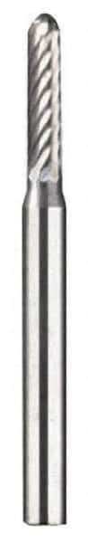 Dremel - 3/32" Cut Diam, 1/8" Shank Diam, Cylinder with Radius Head Single Cut Burr - Carbide, Radius End, 3/32" LOC - Apex Tool & Supply