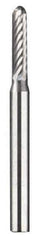 Dremel - 3/32" Cut Diam, 1/8" Shank Diam, Cylinder with Radius Head Single Cut Burr - Carbide, Radius End, 3/32" LOC - Apex Tool & Supply