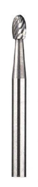Dremel - 1/8" Cut Diam, 1/8" Shank Diam, Oval Head Double Cut Burr - Carbide, Radius End, 13/64" LOC - Apex Tool & Supply