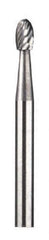 Dremel - 1/8" Cut Diam, 1/8" Shank Diam, Oval Head Double Cut Burr - Carbide, Radius End, 13/64" LOC - Apex Tool & Supply