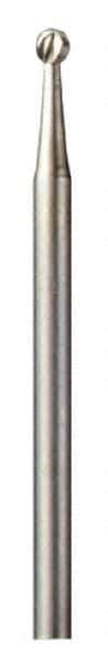 Dremel - 3/32" Cut Diam, 1/8" Shank Diam, Ball Head Single Cut Burr - Radius End - Apex Tool & Supply