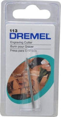 Dremel - 1/16" Cut Diam, 1/8" Shank Diam, Cylinder Head Single Cut Burr - Flat End - Apex Tool & Supply