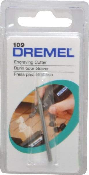 Dremel - 1/16" Cut Diam, 1/8" Shank Diam, Inverted Cone Head Single Cut Burr - Flat End - Apex Tool & Supply