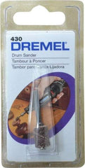 Dremel - 1/2" Wide x 1/4" Diam, Spiral Band Drum - 1/8" Shank Diam, 15,000 RPM - Apex Tool & Supply