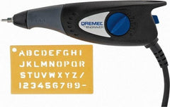 Dremel - 7,200 BPM, Electric Engraving Pen - 2 amps, Includes 9924 Carbide Point; Engraver Tool; Letter/Number Template Kit - Apex Tool & Supply