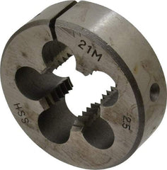 Interstate - M21x2.50 Metric Special Thread, 2" Outside Diam High Speed Steel Round Die - Right Hand Thread, Adjustable - Exact Industrial Supply