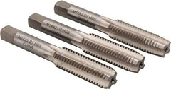 Interstate - M14x2.00 Metric Coarse, 4 Flute, Bottoming, Plug & Taper, Bright Finish, High Speed Steel Tap Set - Right Hand Cut, 3-19/32" OAL, 1-21/32" Thread Length - Apex Tool & Supply