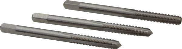 Interstate - M5x0.75 Metric Fine, 4 Flute, Bottoming, Plug & Taper, Bright Finish, High Speed Steel Tap Set - Right Hand Cut, 2-3/8" OAL, 7/8" Thread Length - Apex Tool & Supply