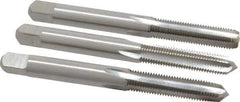 Interstate - M6x0.75 Metric Fine, 4 Flute, Bottoming, Plug & Taper, Bright Finish, High Speed Steel Tap Set - Right Hand Cut, 2-1/2" OAL, 1" Thread Length - Apex Tool & Supply