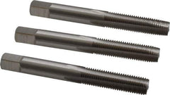 Interstate - M8x1.00 Metric Fine, 4 Flute, Bottoming, Plug & Taper, Bright Finish, High Speed Steel Tap Set - Right Hand Cut, 2-23/32" OAL, 1-1/8" Thread Length - Apex Tool & Supply