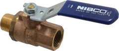 NIBCO - 1/2" Pipe, Full Port, Bronze Standard Ball Valve - 2 Piece, Inline - One Way Flow, MNPT x FNPT Ends, Lever Handle, 600 WOG, 200 WSP - Apex Tool & Supply