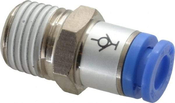 SMC PNEUMATICS - 6mm OD, R(PT) 1/4 Thread, Brass/Polybutylene Push-to-Connect Male Connector - 145 Max psi - Apex Tool & Supply