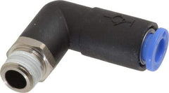 SMC PNEUMATICS - 6mm OD, R(PT) 1/8 Thread, Brass/Polybutylene Push-to-Connect Male Elbow - 145 Max psi - Apex Tool & Supply