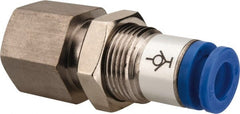 SMC PNEUMATICS - 6mm OD, R(PT) 1/4 Thread, Brass/Polybutylene Push-to-Connect Female Bulkhead - Apex Tool & Supply