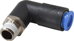 SMC PNEUMATICS - 10mm OD, R(PT) 1/4 Thread, Brass/Polybutylene Push-to-Connect Male Elbow - 145 Max psi - Apex Tool & Supply