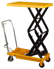 Wesco Industrial Products - 770 Lb Capacity Portable Foot-Operated Scissor Lift Table - 14" Lift Height, 35-1/2" Platform Length x 19-1/2" Platform Width - Apex Tool & Supply