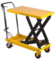 Wesco Industrial Products - 1,650 Lb Capacity Portable Foot-Operated Scissor Lift Table - 16" Lift Height, 39" Platform Length x 20" Platform Width - Apex Tool & Supply