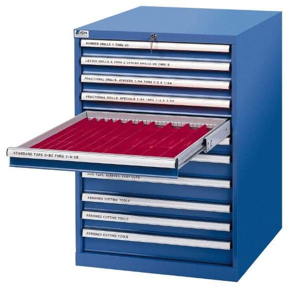 LISTA - 10 Drawer, Tool Crib Storage Cabinet - Steel, 28-1/4" Wide x 28-1/2" Deep x 41-3/4" High, Blue - Apex Tool & Supply