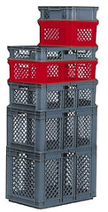 SSI Schaefer - 2.23 Cu Ft, 33 Lb Load Capacity Gray Polypropylene Tote Container - Stacking, 23.7" Long x 15.8" Wide x 12.6" High - Apex Tool & Supply