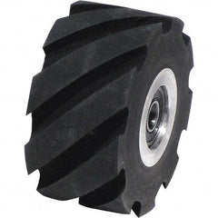 Dynabrade - 2" Diam x 1" Wide Contact Wheel Assembly - 5/8" Arbor Hole, Standard, 70 Duro Rubber Face - Apex Tool & Supply