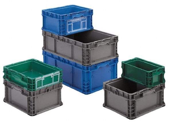 Orbis - 40 Lb Load Capacity Blue Polyethylene Tote Container - Stacking, 12" Long x 15" Wide x 9-1/2" High - Apex Tool & Supply