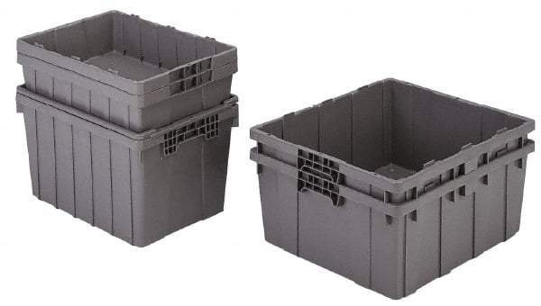 Orbis - 2 Cu Ft, 70 Lb Load Capacity Gray Polyethylene Tote Container - Nesting, 21.4" Long x 15.3" Wide x 12.3" High - Apex Tool & Supply