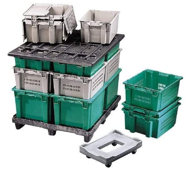 Orbis - 1 Cu Ft, 40 Lb Load Capacity Gray Polyethylene Tote Container - Stacking, Nesting, 23.6" Long x 15.8" Wide x 7.1" High - Apex Tool & Supply