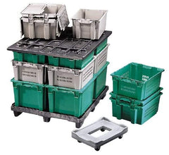 Orbis - 1.3 Cu Ft, 40 Lb Load Capacity Gray Polyethylene Tote Container - Stacking, Nesting, 23.6" Long x 15.8" Wide x 8-1/2" High - Apex Tool & Supply