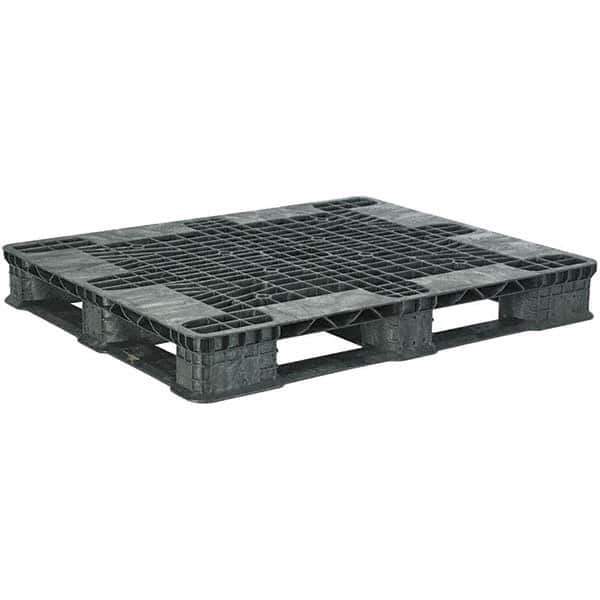 Orbis - 47.8" Long x 39.9" & Wide x 5.8" High Polyethylene Stackable Pallet - 30,000 Lb Static Capacity, 3,500 Lb Dynamic Capacity, Black - Apex Tool & Supply