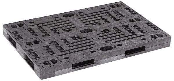 Orbis - 71.8" Long x 47.8" & Wide x 5.8" High Polyethylene Stackable Pallet - 30,000 Lb Static Capacity, 4,000 Lb Dynamic Capacity, Black - Apex Tool & Supply