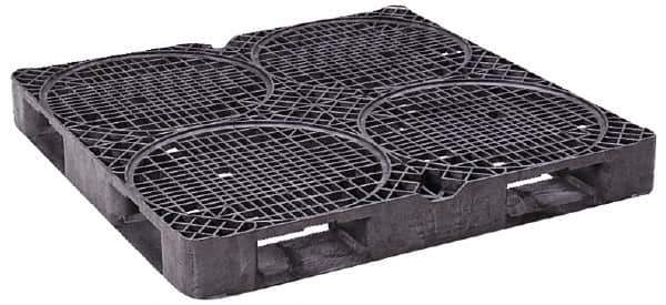 Orbis - 48.8" Long x 48.8" & Wide x 5-1/2" High Polyethylene Drum Pallet - 15,000 Lb Static Capacity, 3,500 Lb Dynamic Capacity, Black - Apex Tool & Supply