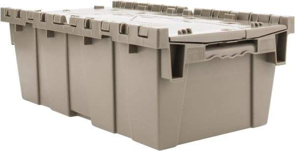 Quantum Storage - 0.5 Cu Ft, 40 Lb Load Capacity Gray Polyethylene Attached-Lid Container - Stacking, Nesting, 19.6" Long x 11.6" Wide x 7-1/2" High, Lid Included - Apex Tool & Supply