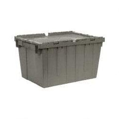 Quantum Storage - 1.67 Cu Ft, 60 Lb Load Capacity Gray Polyethylene Attached-Lid Container - Stacking, Nesting, 21.8" Long x 15" Wide x 12.8" High, Lid Included - Apex Tool & Supply