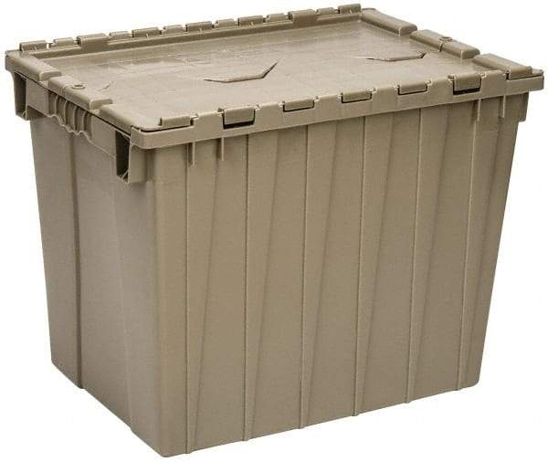 Quantum Storage - 2.31 Cu Ft, 70 Lb Load Capacity Gray Polyethylene Attached-Lid Container - Stacking, Nesting, 21.9" Long x 15.1" Wide x 17.3" High, Lid Included - Apex Tool & Supply