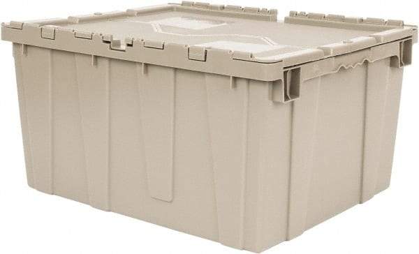 Quantum Storage - 2.44 Cu Ft, 80 Lb Load Capacity Gray Polyethylene Attached-Lid Container - Stacking, Nesting, 23.9" Long x 19.4" Wide x 12-1/2" High, Lid Included - Apex Tool & Supply