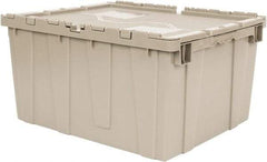 Quantum Storage - 2.44 Cu Ft, 80 Lb Load Capacity Gray Polyethylene Attached-Lid Container - Stacking, Nesting, 23.9" Long x 19.4" Wide x 12-1/2" High, Lid Included - Apex Tool & Supply