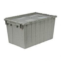 Quantum Storage - 2.2 Cu Ft, 90 Lb Load Capacity Gray Polyethylene Attached-Lid Container - Stacking, Nesting, 25.4" Long x 16.3" Wide x 14.1" High, Lid Included - Apex Tool & Supply