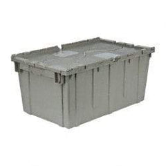 Quantum Storage - 2.5 Cu Ft, 100 Lb Load Capacity Gray Polyethylene Attached-Lid Container - Stacking, Nesting, 27.3" Long x 16.6" Wide x 12-1/2" High, Lid Included - Apex Tool & Supply