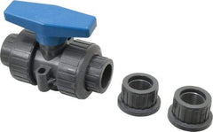 Plast-O-Matic - 3/4" Pipe, Full Port, PVC True Union Design Ball Valve - Inline - Two Way Flow, FNPT x FNPT Ends, Tee Handle, 175 WOG - Apex Tool & Supply