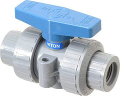 Plast-O-Matic - 1/2" Pipe, Full Port, CPVC True Union Design Ball Valve - Inline - Two Way Flow, FNPT x FNPT Ends, Tee Handle, 175 WOG - Apex Tool & Supply