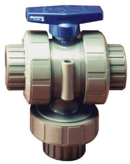 Plast-O-Matic - 1" Pipe, CPVC True Union Design Ball Valve - Three Way, FNPT x FNPT x FNPT Ends, Tee Handle, 175 WOG - Apex Tool & Supply