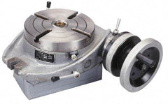 Phase II - 6" Table Diam, Horizontal Rotary Machining Table - 2MT Center Taper, 0.39" T-Slot Width - Apex Tool & Supply