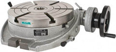Phase II - 10" Table Diam, Horizontal Rotary Machining Table - 6-3/4" Centerline Height, 3MT Center Taper, 0.465" T-Slot Width - Apex Tool & Supply